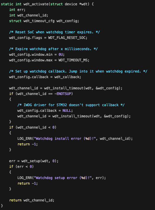 Watchdog timer application source code image